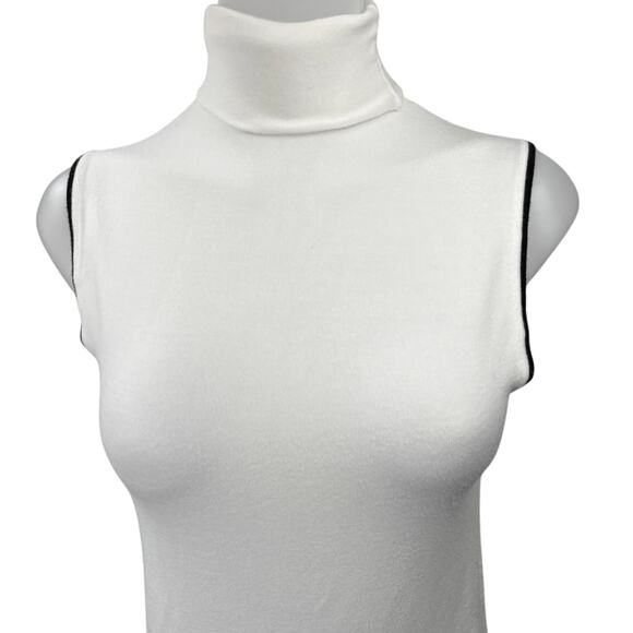 Zara Knit White Black Turtleneck Sleeveless Pullover Sweater Vest Top Size S - Picture 3 of 5